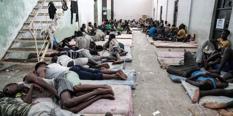 Un centre de détention de migrants, à Zawiyah, à 45 kilomètres à l’ouest de Tripoli, en Libye, en juin 2017.