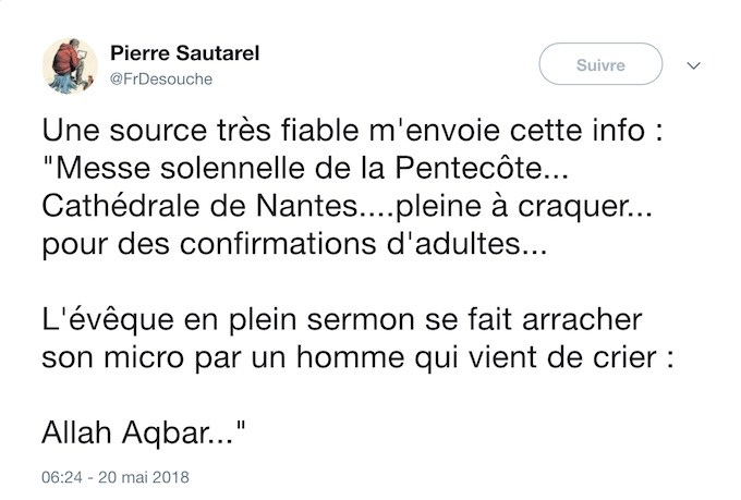 « Allah Akbar » en la cathédrale de Nantes : il y a un loup