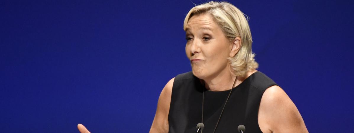 La présidente du Rassemblement national, Marine Le Pen, le 16 septembre 2018 à Fréjus (Var).