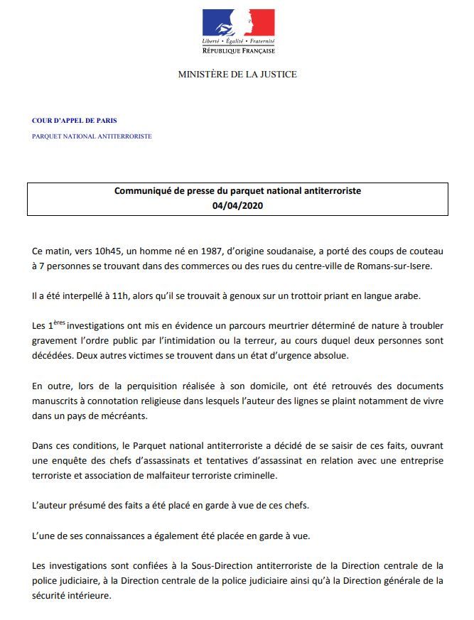 Attaque de Romans-sur-Isère : ce que l'on sait de l'assaillant et des possibles raisons de son geste