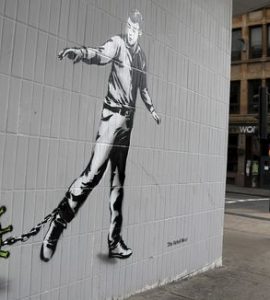 Sur un mur de la rue Bath, à Glasgow, un graffiti de l