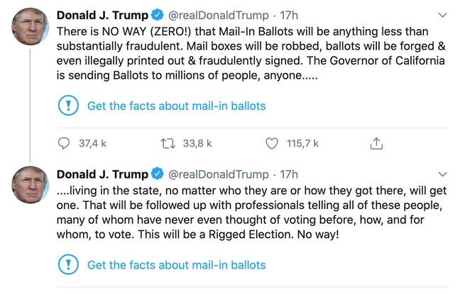 Etats-Unis : Twitter signale un tweet de Donald Trump comme trompeur, une première