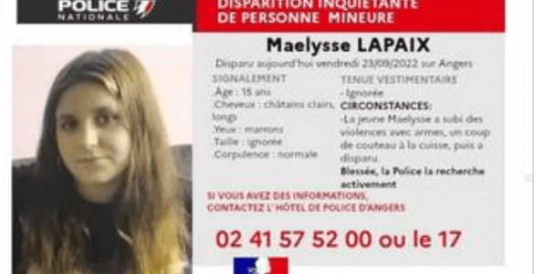 Angers : La police lance un avis de recherche après la disparition inquiétante d’une ado de 15 ans agressée au couteau