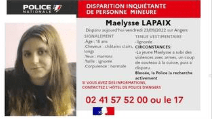 Angers : La police lance un avis de recherche après la disparition inquiétante d’une ado de 15 ans agressée au couteau