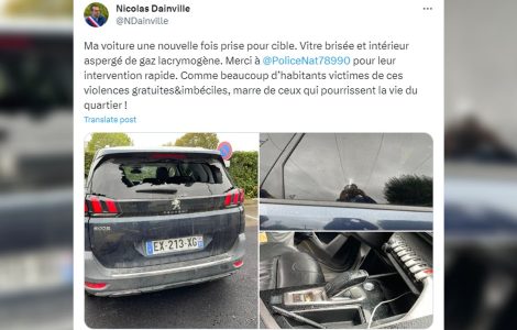 Vitres brisées, gaz lacrymogène... La voiture du maire de La Verrière prise pour cible dans les Yvelines