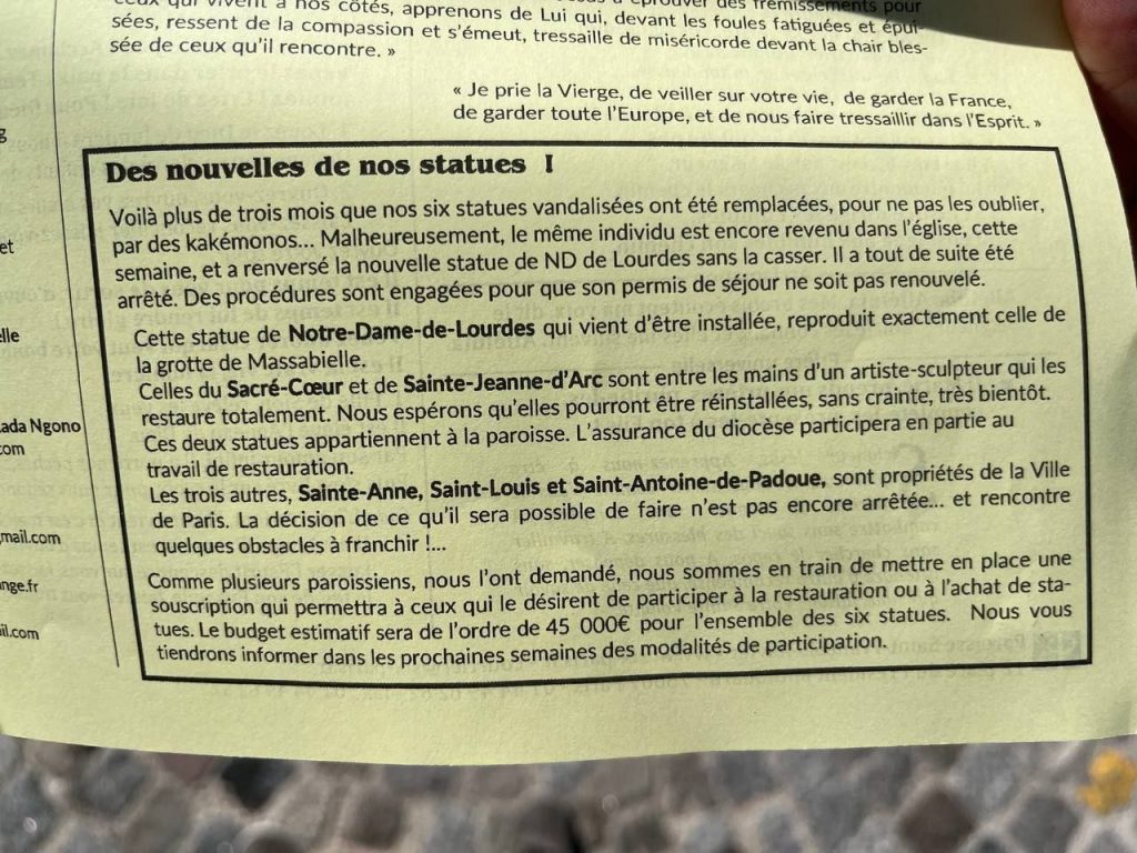 Paris 7e : un immigré vandalise l'église Saint-François-Xavier et récidive  3 mois plus tard (MàJ : l'édito de Bock-Côté) - Fdesouche