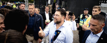 Jimmie Åkesson, dirigeant des Démocrates de Suède, lors d’un meeting de campagne à Göteborg le 12 août 2026