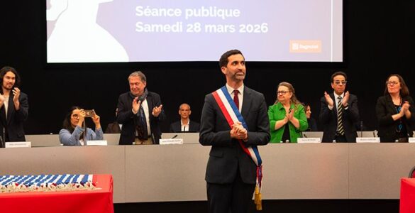 Édouard Denouël lors de l'installation du conseil municipal de Bagnolet