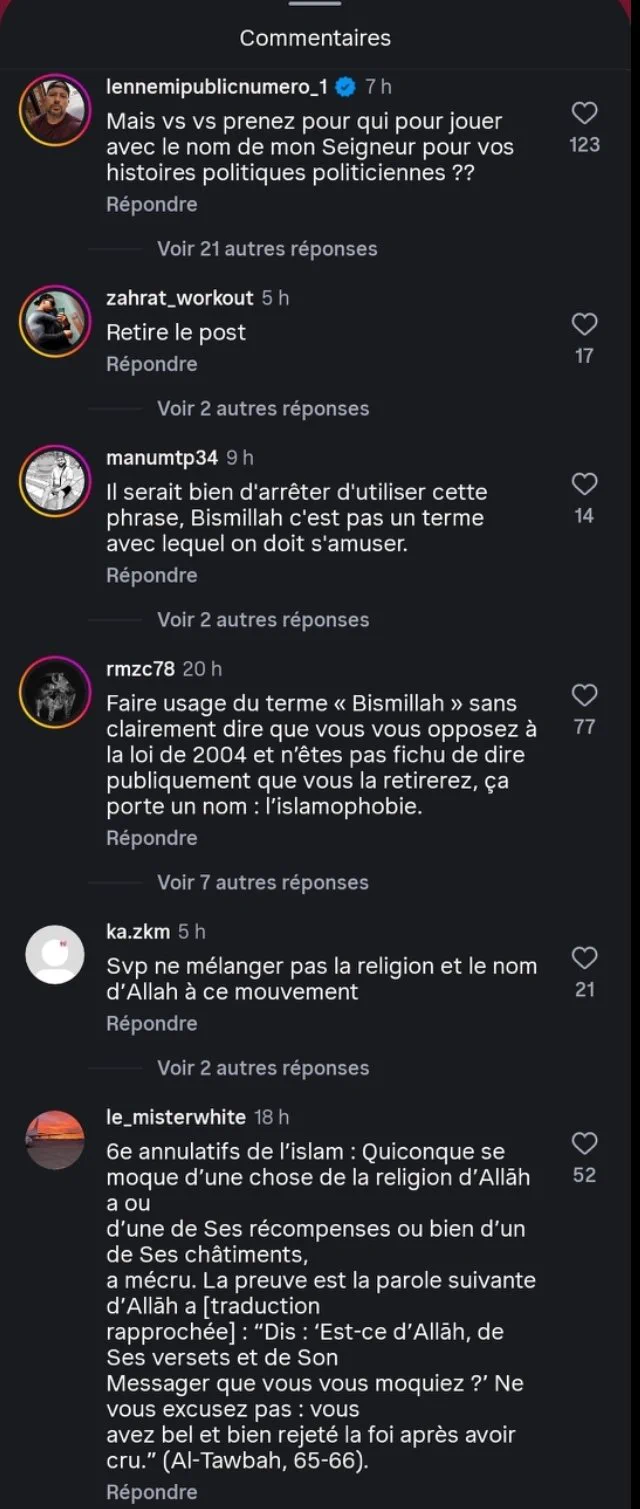 Capture d'écran relayée par Benjamin Goldnadel concernant Emma Fourreau