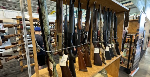Fusils de chasse exposés au National Shooting Show en 2024 (Elshad, CC0), photographie d’archives