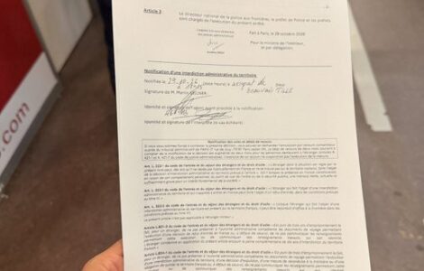 Notification d’une interdiction administrative du territoire portant la mention de l’aéroport de Beauvais-Tillé, diffusée par Martin Sellner le 29 octobre 2026