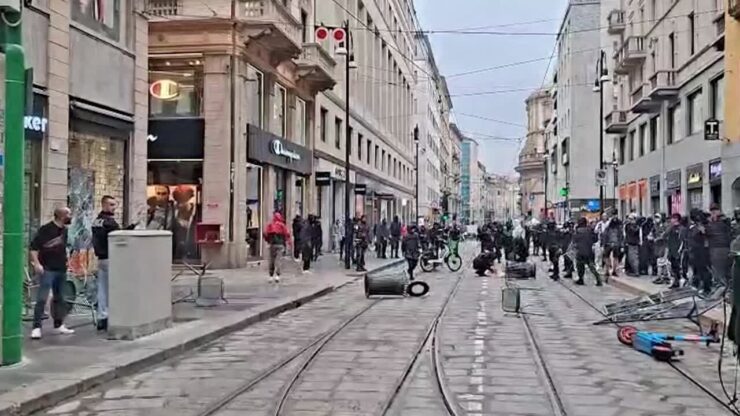 Violences et pillages dans le centre de Milan le 18 octobre 2026