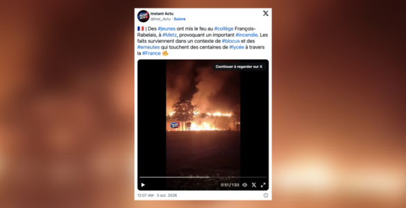 Incendie au collège François-Rabelais à Metz