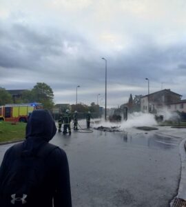 Intervention des secours et fumées sur la chaussée près du lycée Charles-de-Gaulle à Muret le 8 octobre 2026