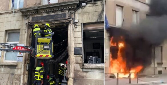 Entrée du lycée Henri-Loritz à Nancy après l’incendie du 8 octobre 2026