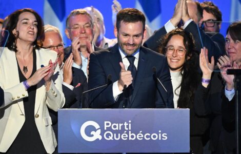 Paul St-Pierre Plamondon, dirigeant du Parti québécois, après les élections québécoises de 2026
