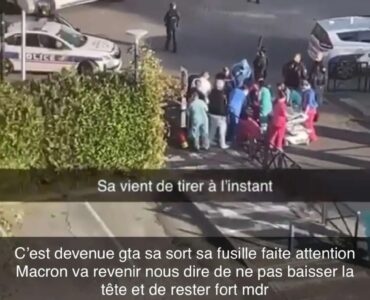 Capture d'écran montrant une intervention de police et des secours près de l'hôpital à Trappes, diffusée le 25 octobre 2026