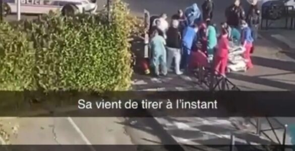 Capture d'écran montrant une intervention de police et des secours près de l'hôpital à Trappes, diffusée le 25 octobre 2026