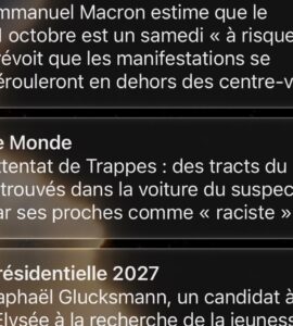 Notification initiale du Monde évoquant des tracts RN dans la voiture du suspect de Trappes
