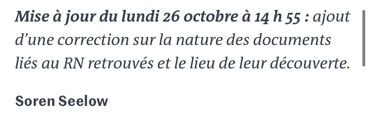 La mise à jour du Monde datée du 26 octobre à 14 h 55